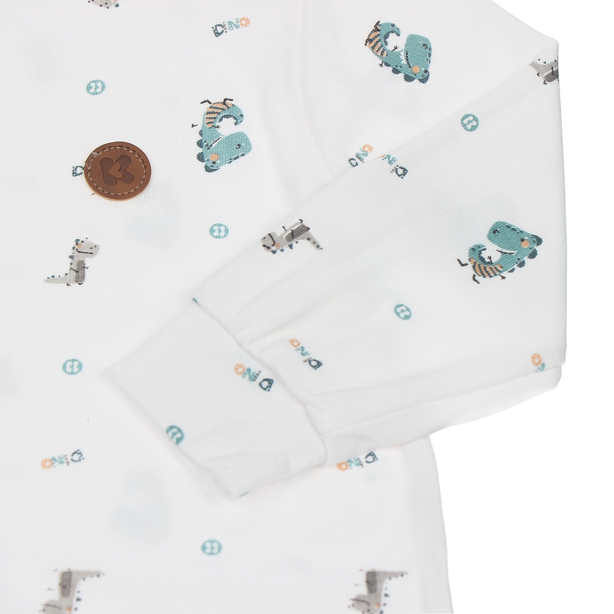 Body dài tay KidsPlaza trắng xanh in hổ ND20T 3-6M - mặt trái