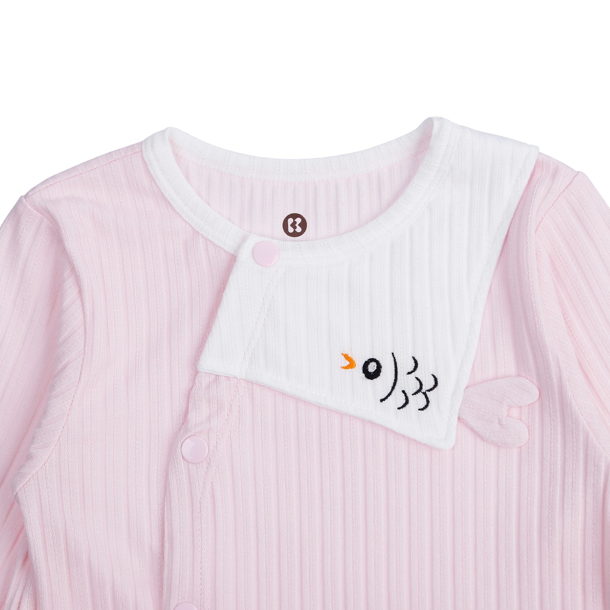 Body dài tay KidsPlaza yếm cá HN21T (Hồng) - mặt trái