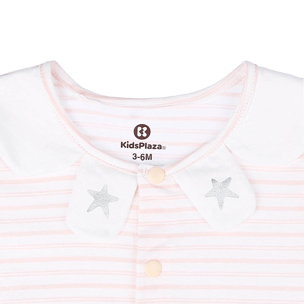Body đùi sơ sinh KidsPlaza bé gái kẻ cổ sen HN21H (Hồng) - mặt trái
