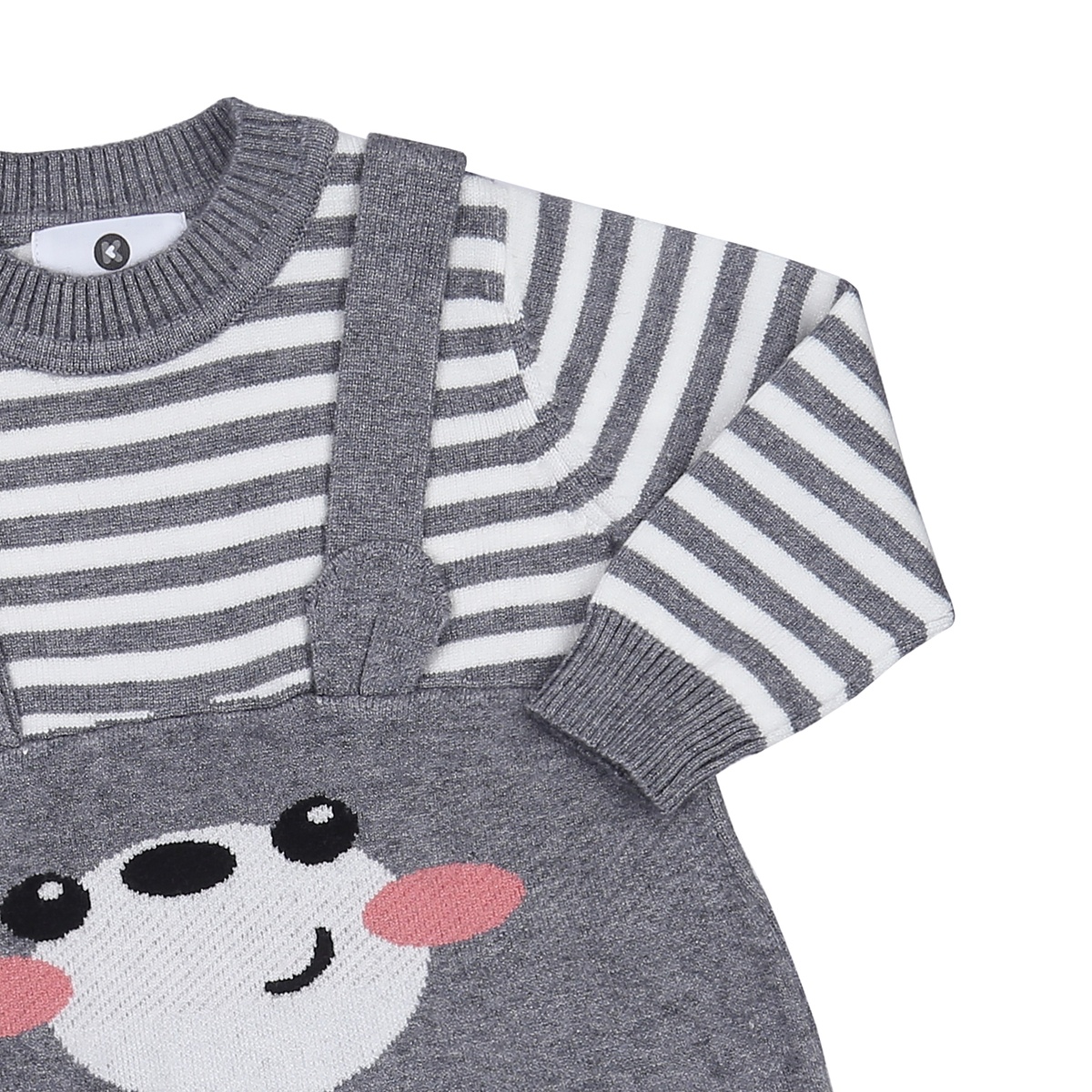 Body len bé trai KidsPlaza phối kẻ HN23D (Ghi) 3-6M - mặt trái