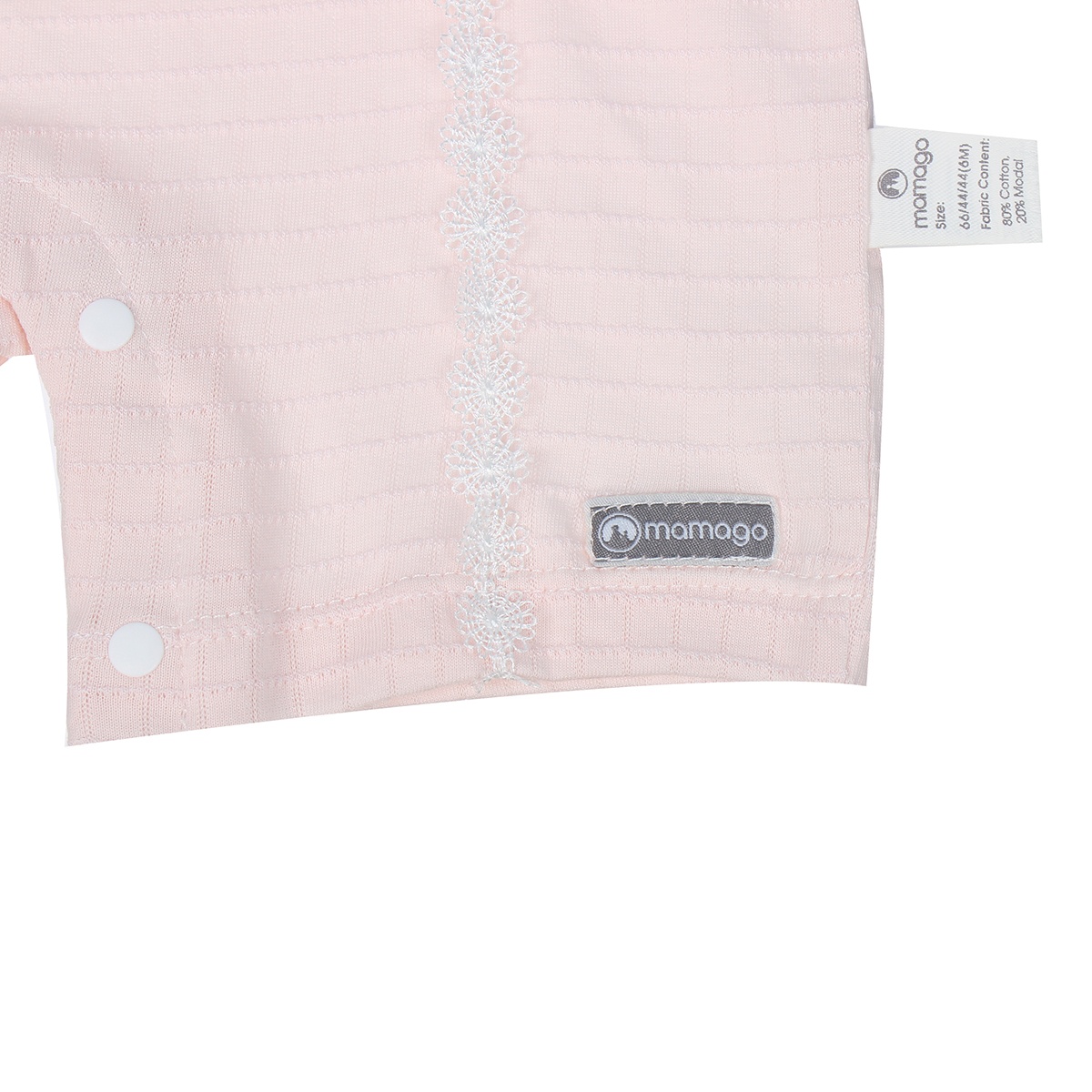 Body ngắn tay bé gái Mamago sọc ngang M06 (Hồng) 12M - mặt trái