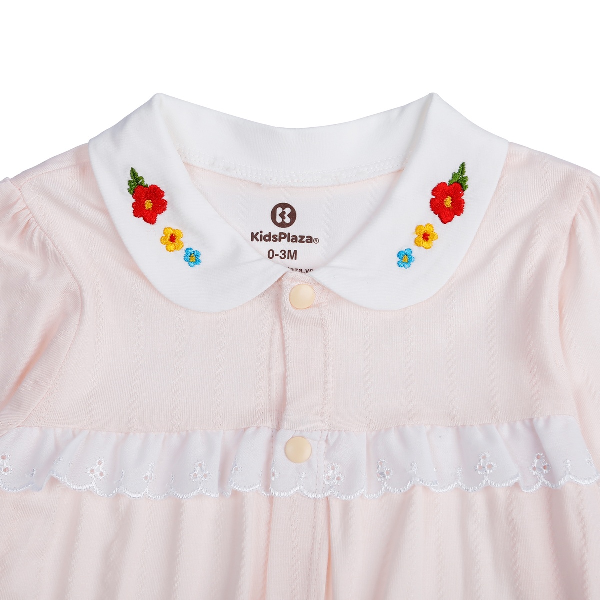 Body sơ sinh bé gái KidsPlaza cổ sen hoa HN21T (Cam) - mặt trái