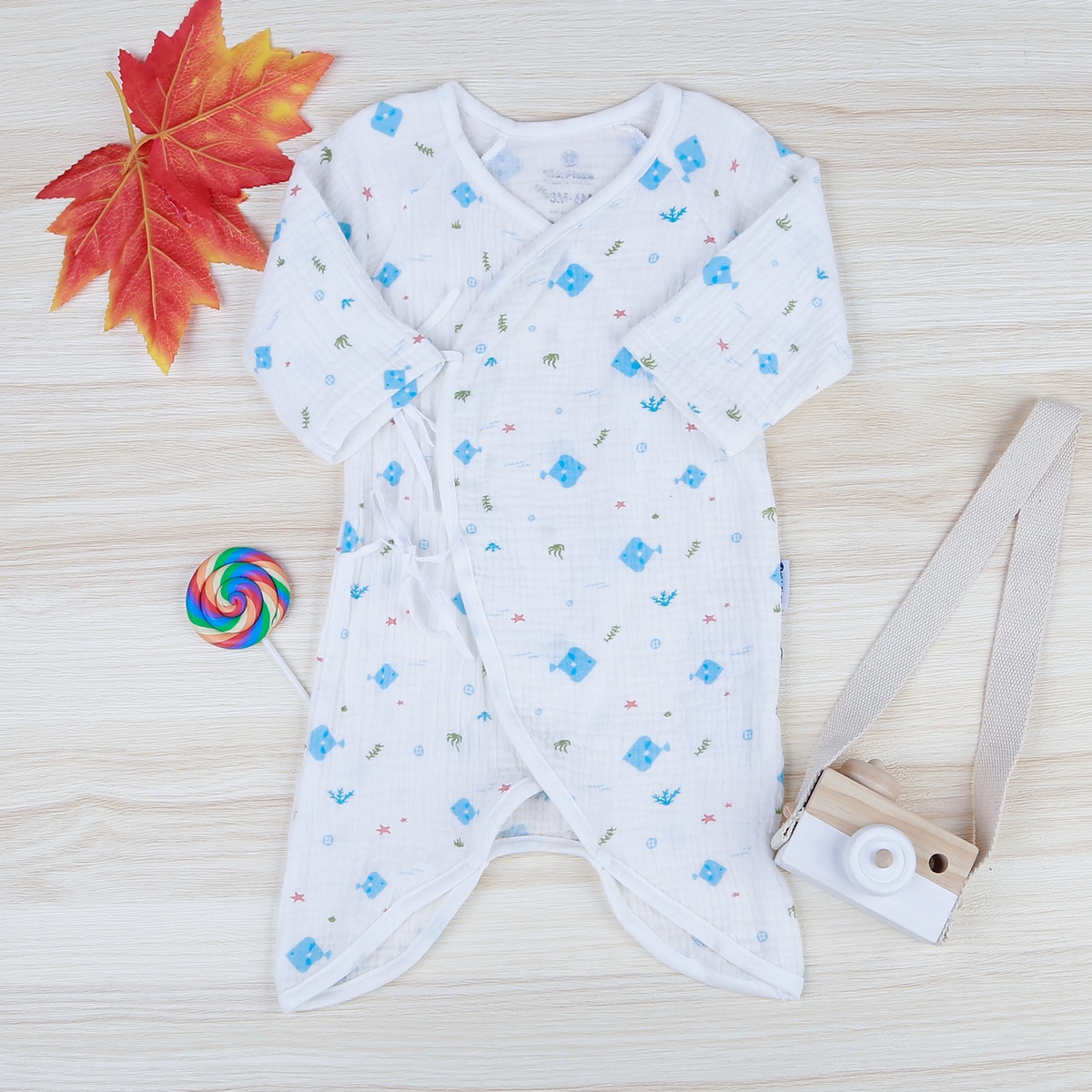 Body xô buộc dây in cá KidsPlaza M21H