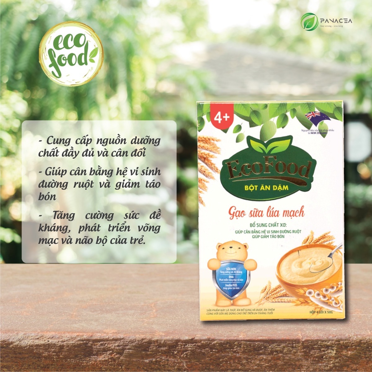 Bột ăn dặm Ecofood vị gạo sữa lúa mạch (4x50g) - mặt phải