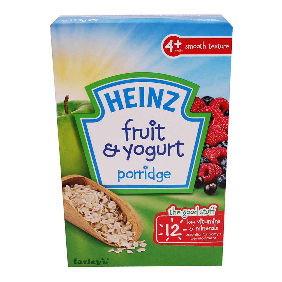 Bột ăn dặm Heinz Anh 4+ vị ngũ cốc sữa chua trái cây - mặt trái