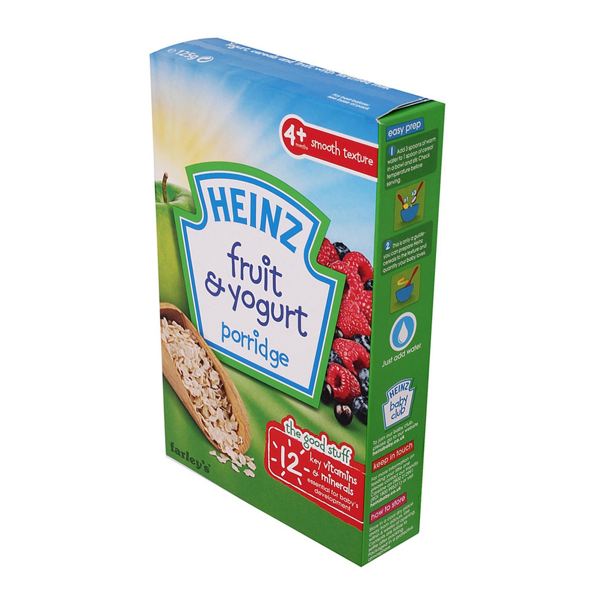 Bột ăn dặm Heinz Anh 4+ vị ngũ cốc sữa chua trái cây - mặt phải
