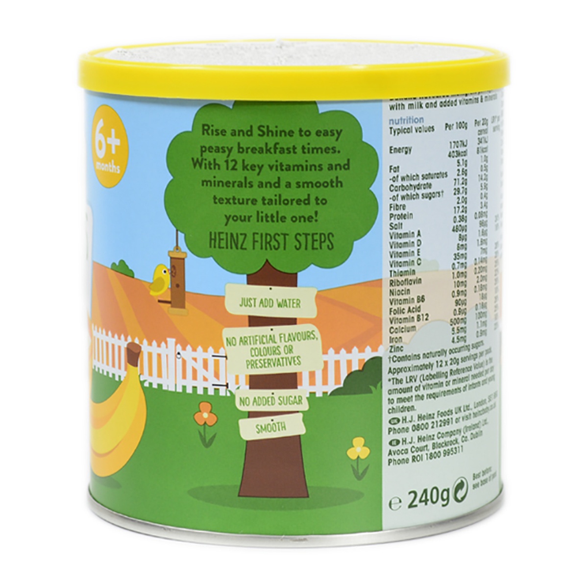 Bột ăn dặm Heinz vị cháo kem Chuối 240g cho bé 6M+ - mặt phải