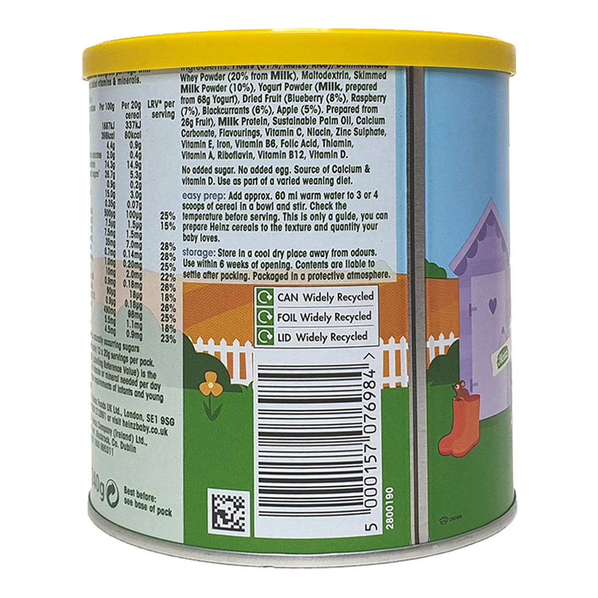 Bột ăn dặm Heinz vị sữa chua trái cây 240g cho bé 6M+ - mặt phải
