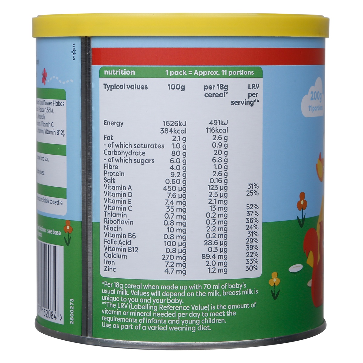 Bột ăn dặm Heinz vị súp lơ bông cải phô mai 200g cho bé 6M+ - mặt phải