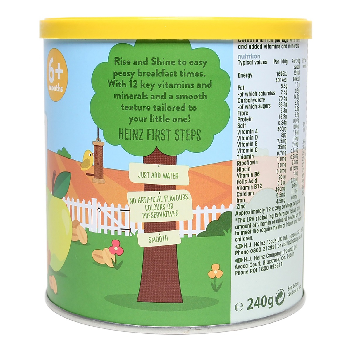 Bột ăn dặm Heinz vị Yến mạch và táo 240g cho bé 6M+ - mặt phải