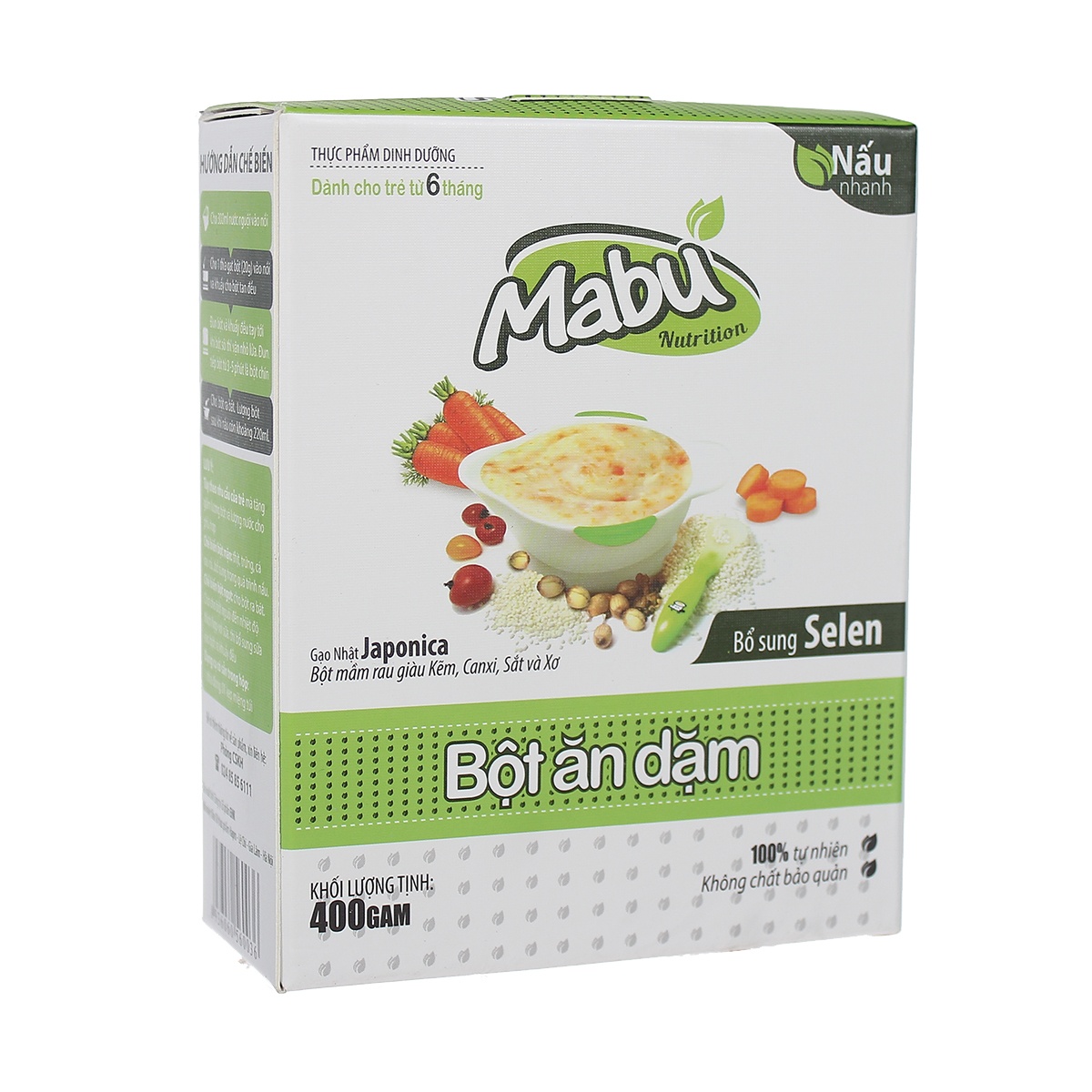 Bột ăn dặm Mabu - mặt trái