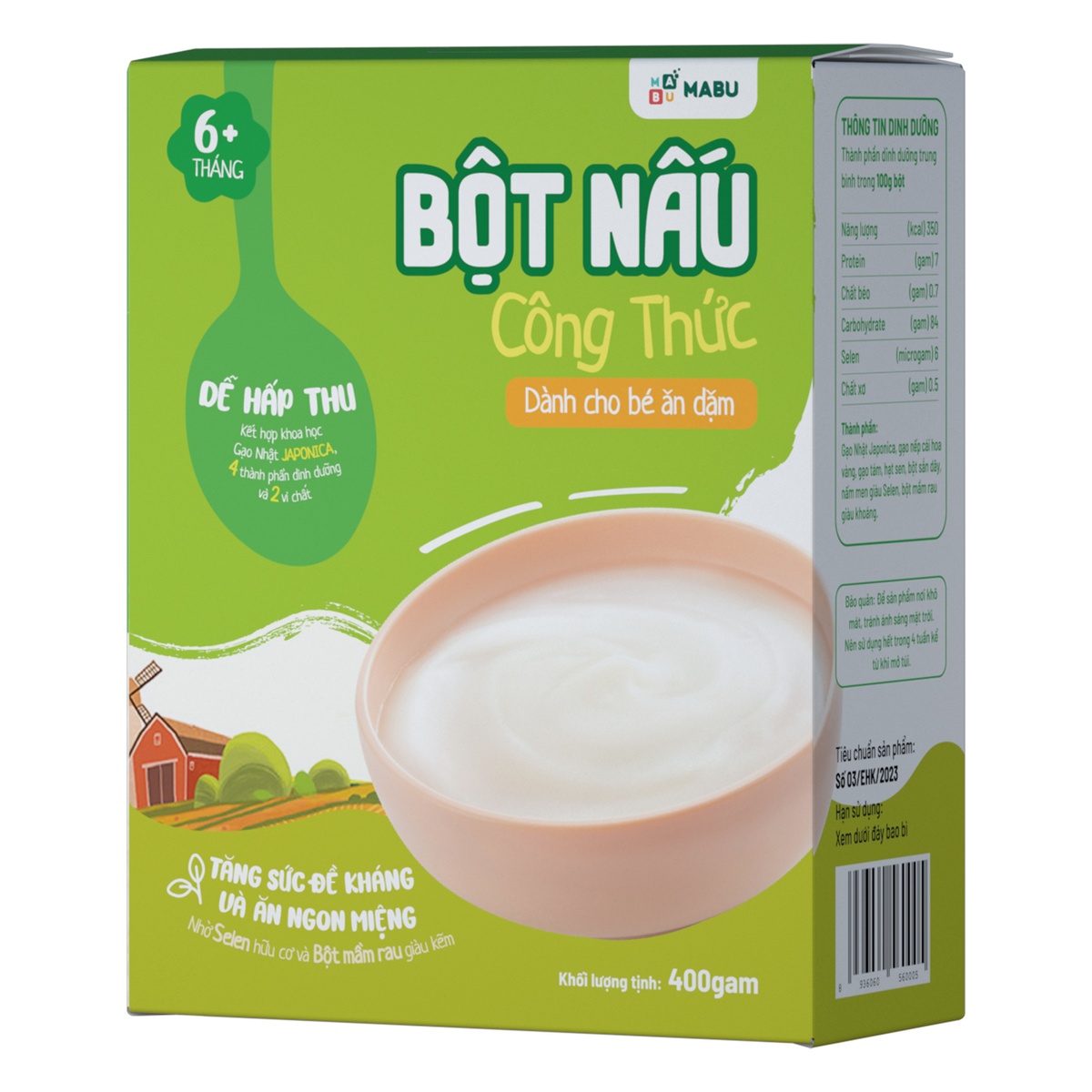 Bột ăn dặm Mabu 400g - mặt trái