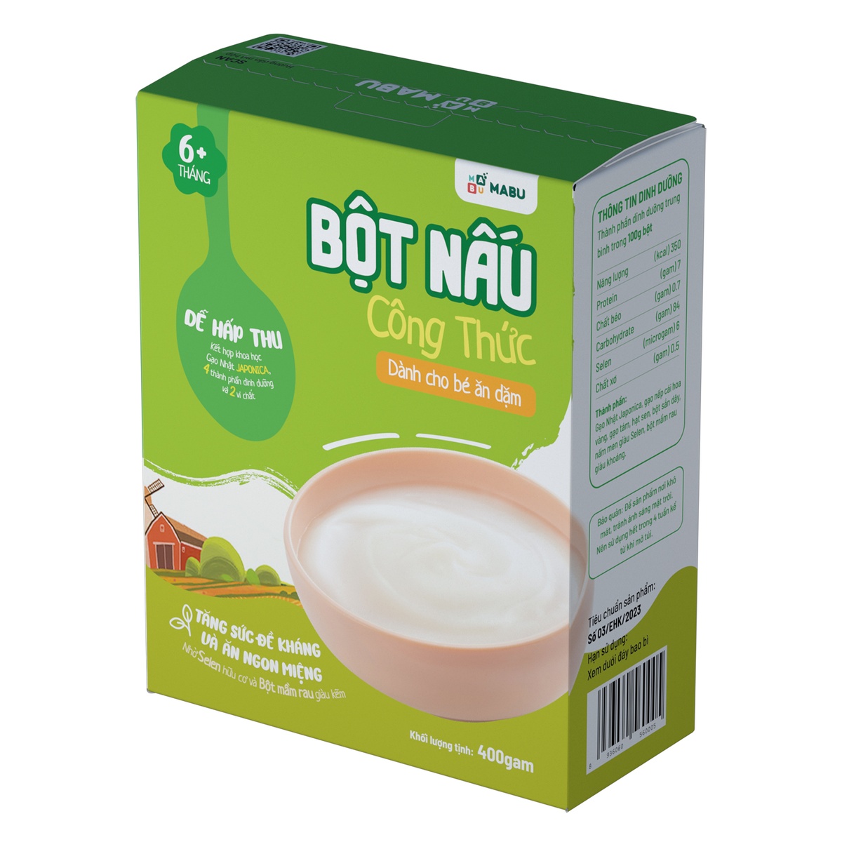 Bột ăn dặm Mabu 400g - mặt phải