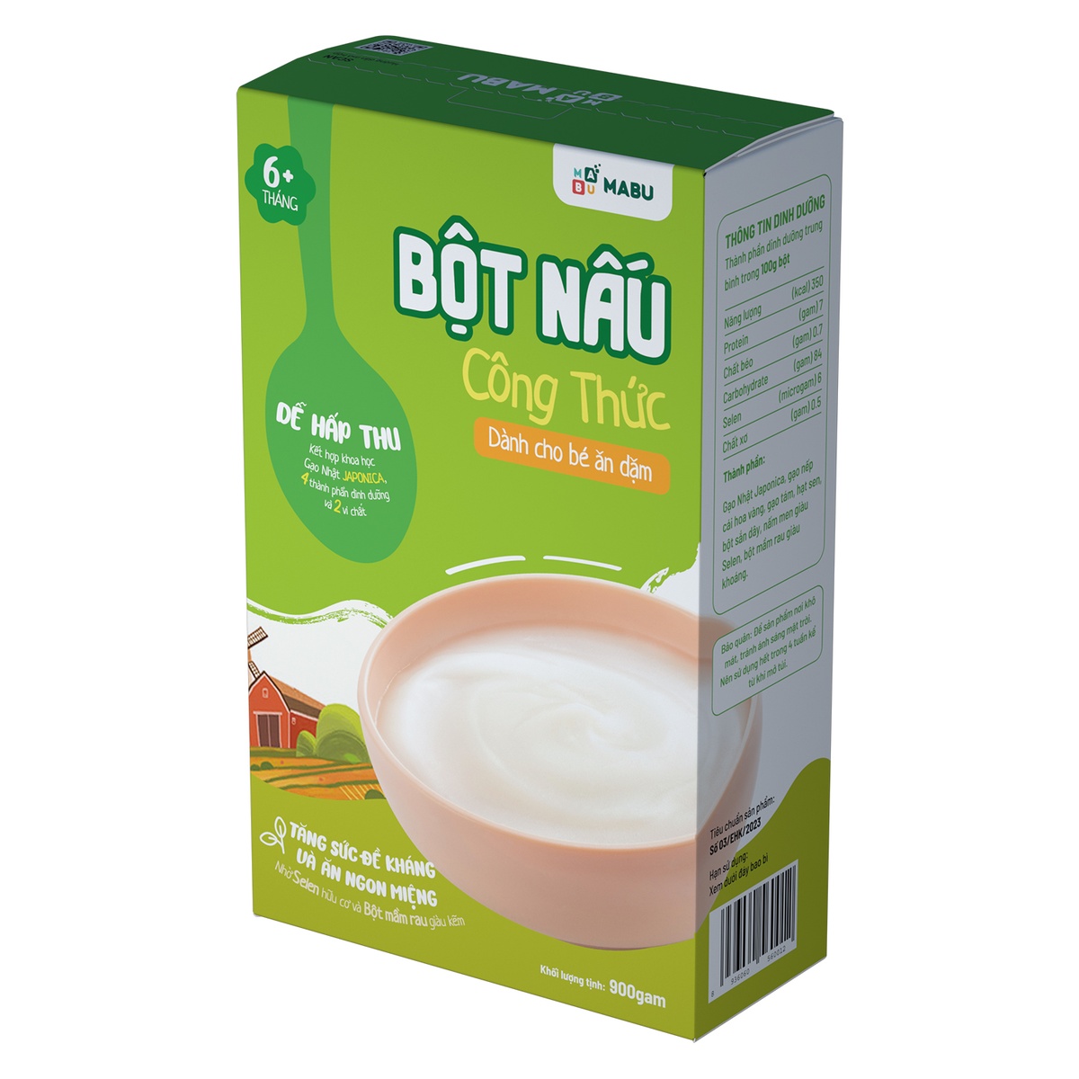 Bột ăn dặm Mabu 900g - mặt trái
