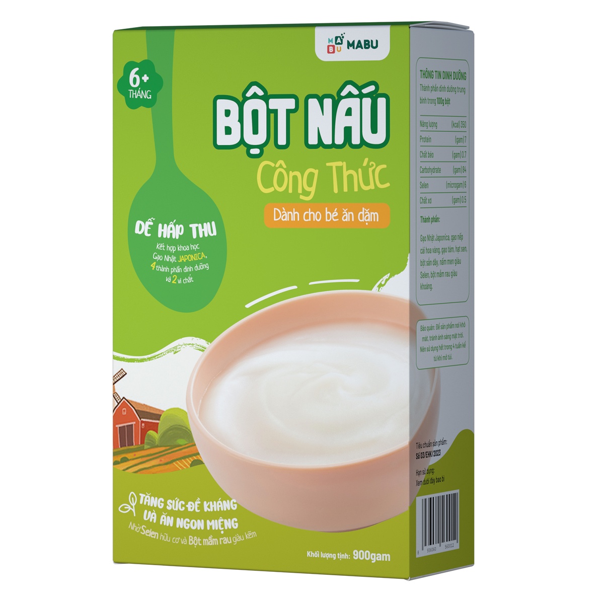 Bột ăn dặm Mabu 900g - mặt phải