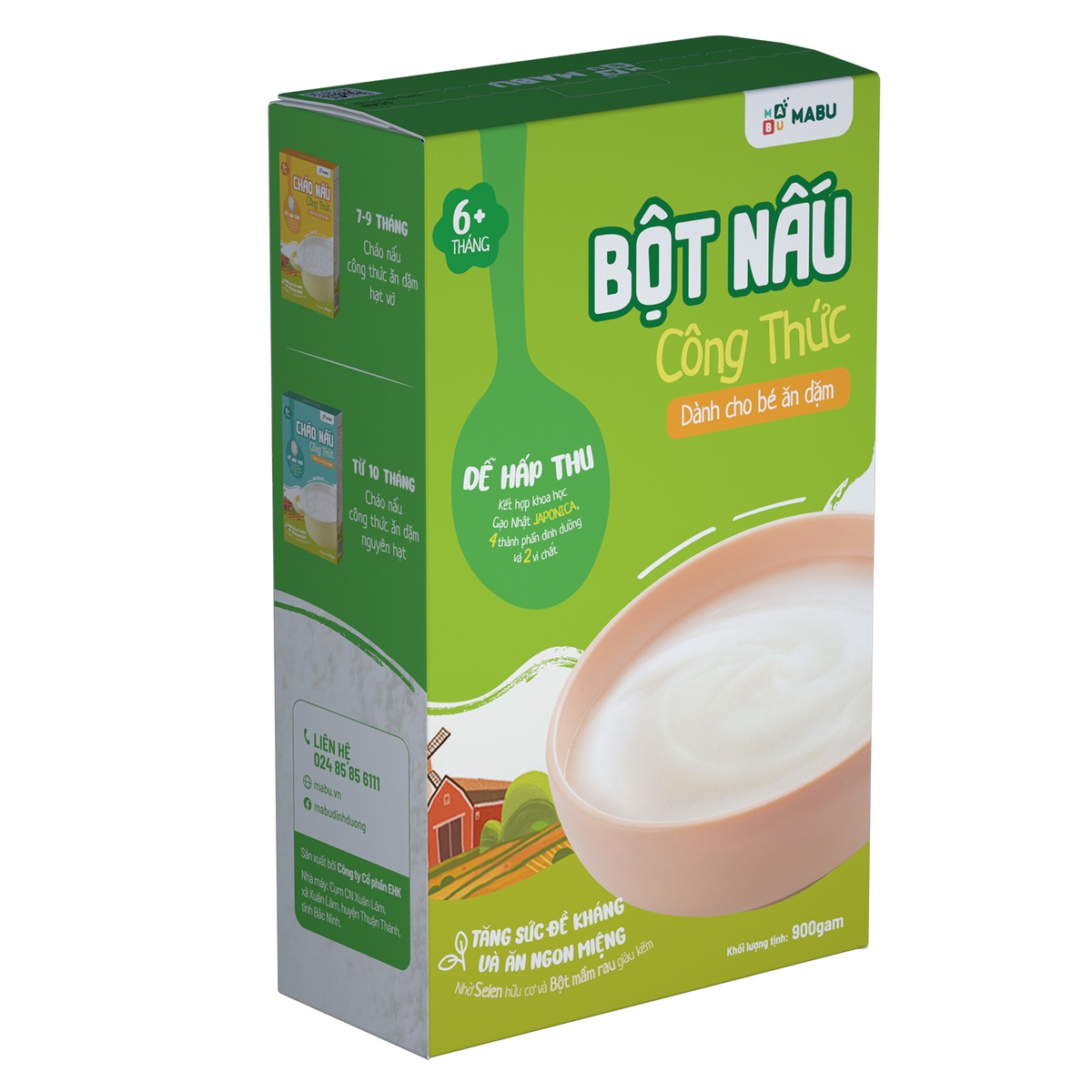 Bột ăn dặm Mabu 900g - mặt sau
