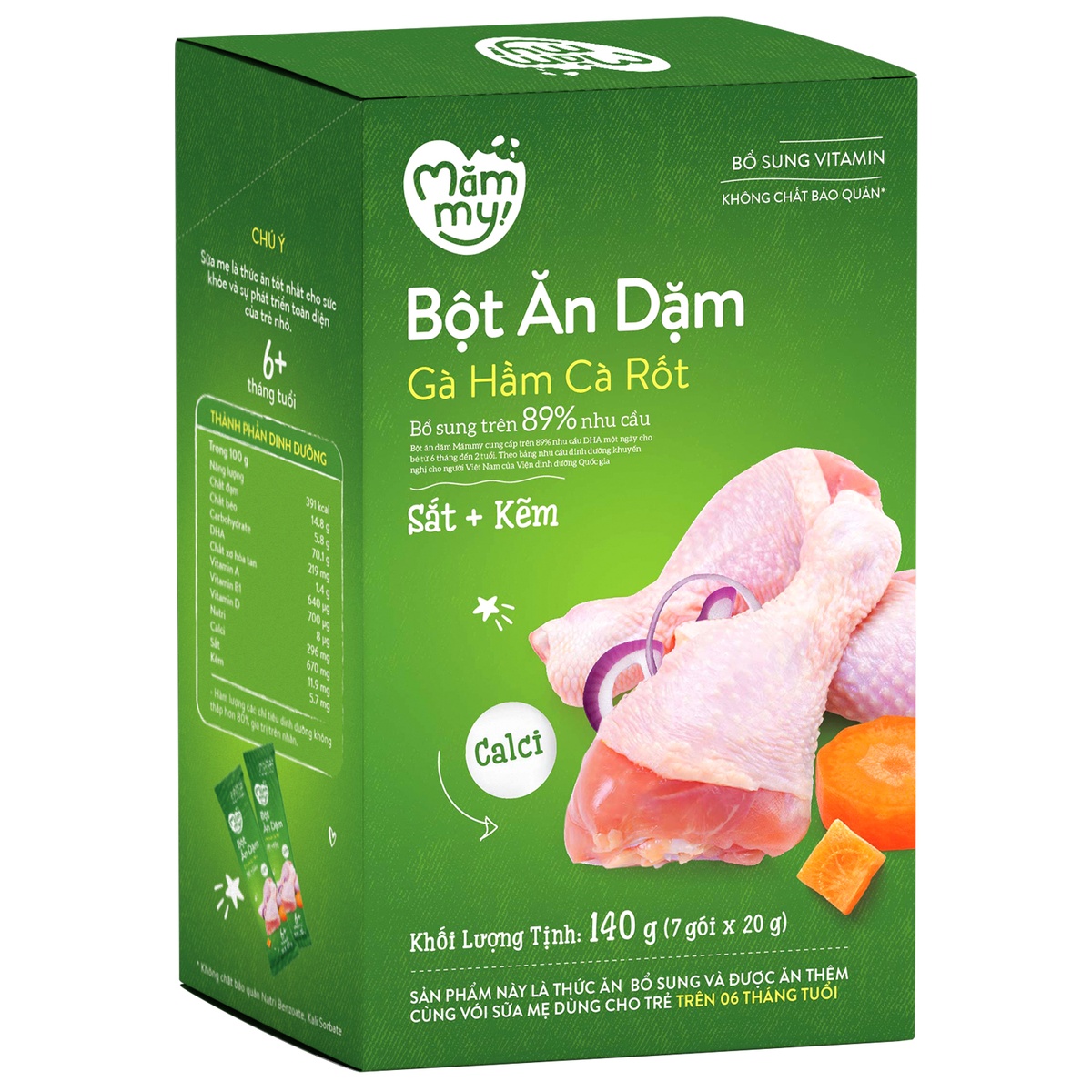 Bột ăn dặm Mămmy gà hầm, cà rốt 140g - mặt trái