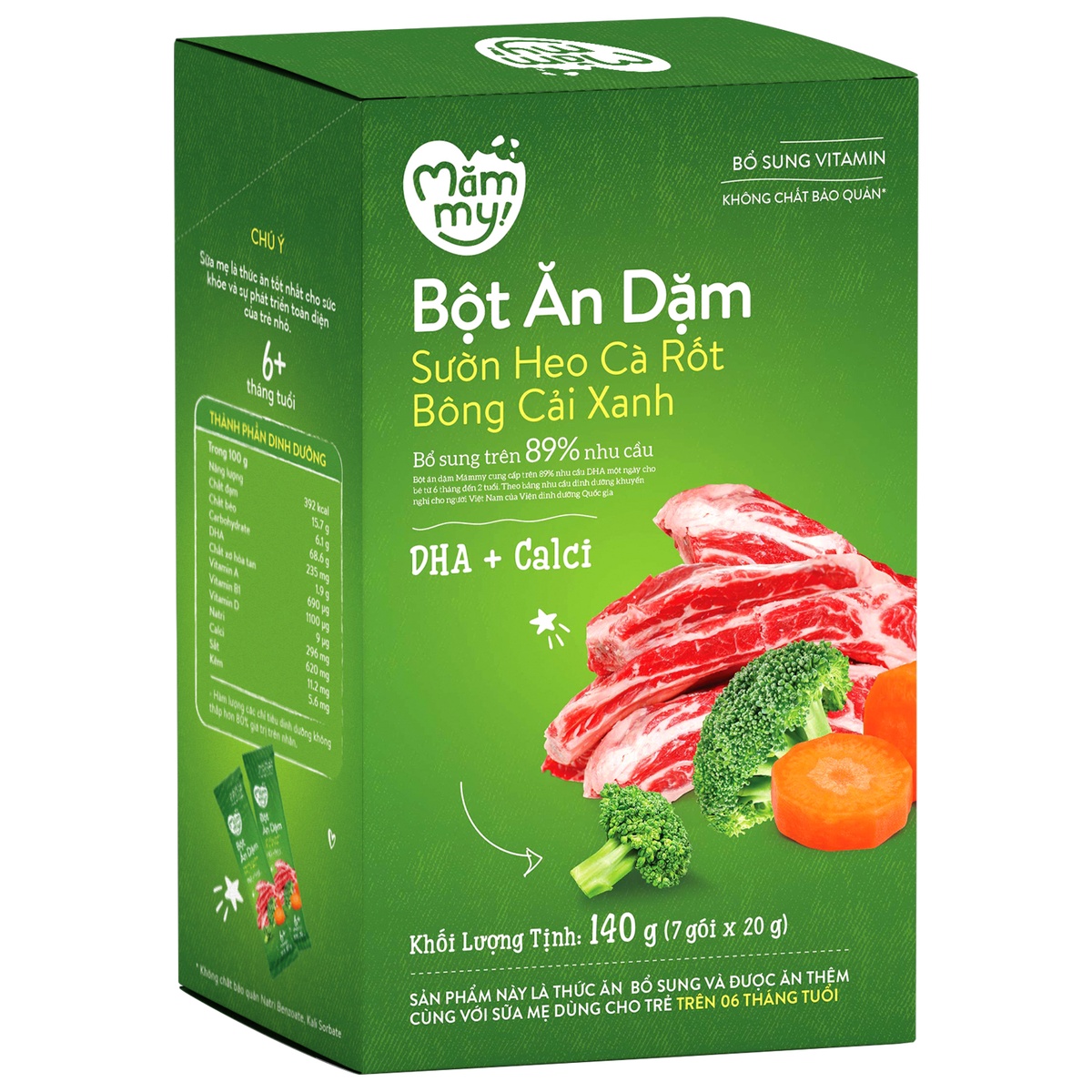 Bột ăn dặm Mămmy sườn heo, cà rốt, bông cải xanh 140g - mặt trái