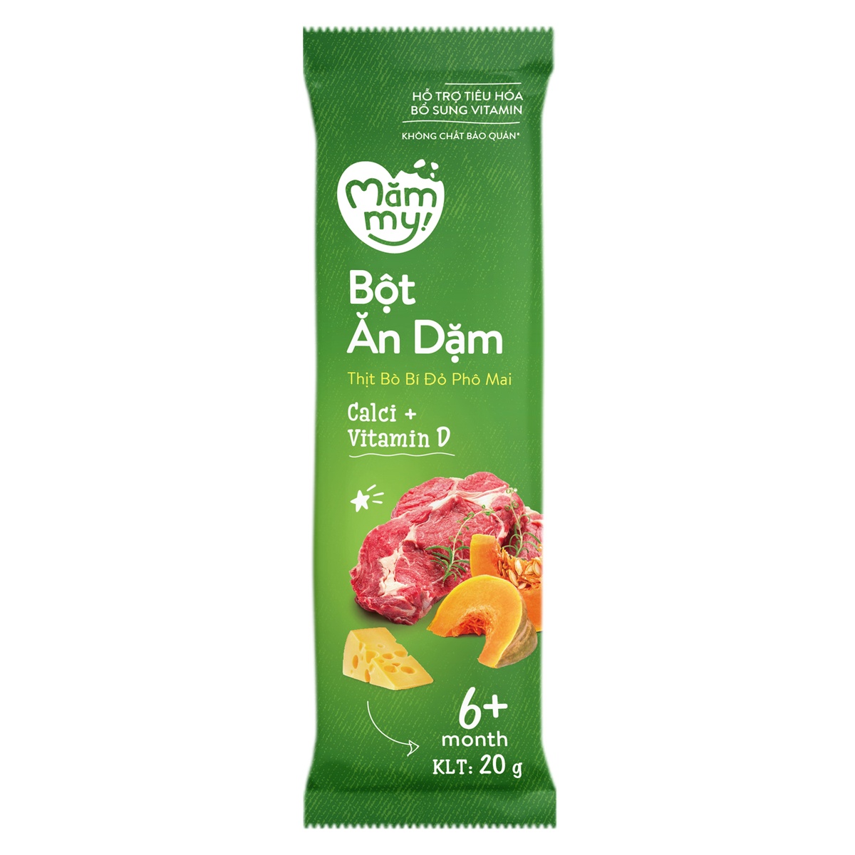 Bột ăn dặm Mămmy thịt bò, bí đỏ, phô mai 140g - mặt phải