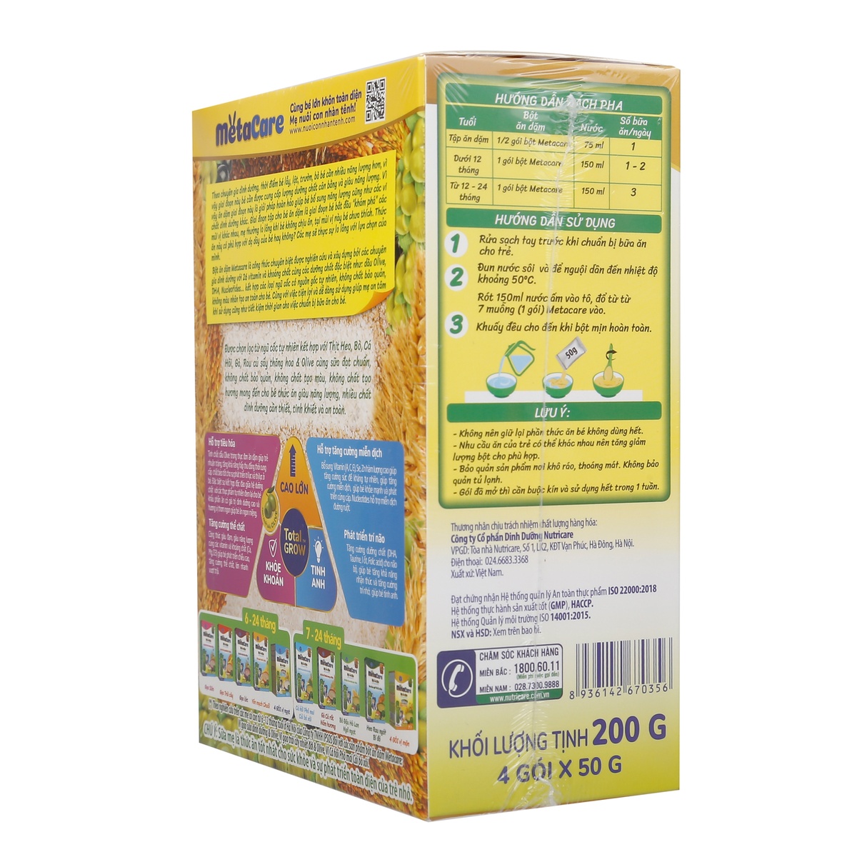Bột ăn dặm Metacare 4 vị mặn 200g - mặt phải