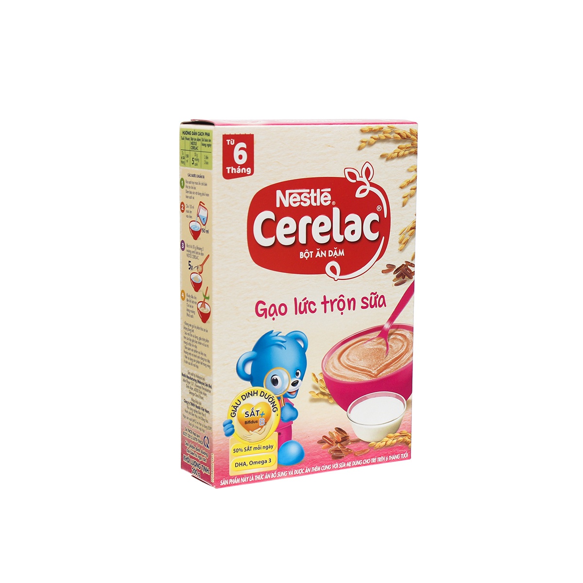 Bột gạo lức Nestle trộn sữa cho bé 6M+ 200g - mặt phải