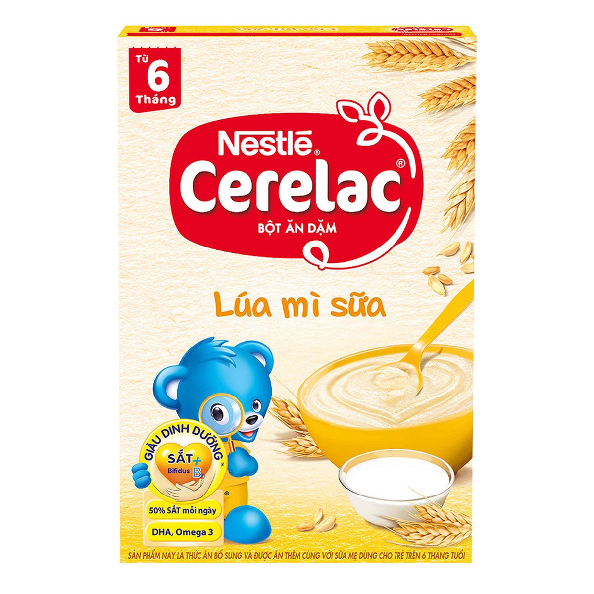 Bột ăn dặm Nestle lúa mì sữa cho bé 6M+ 200g - mặt trái