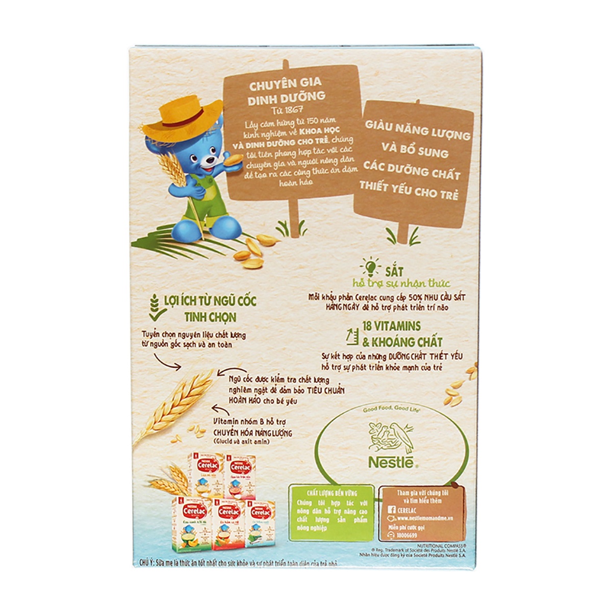Bột ăn dặm Nestle cá và rau xanh cho bé 8M+ 200g - góc nghiêng