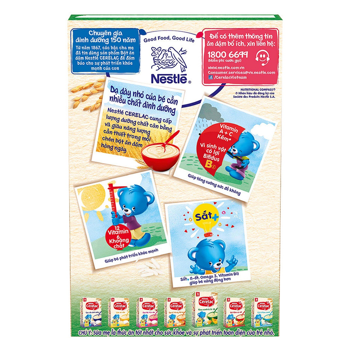 Bột ăn dặm Nestle rau xanh bí đỏ cho bé 6M+ 200g - mặt sau