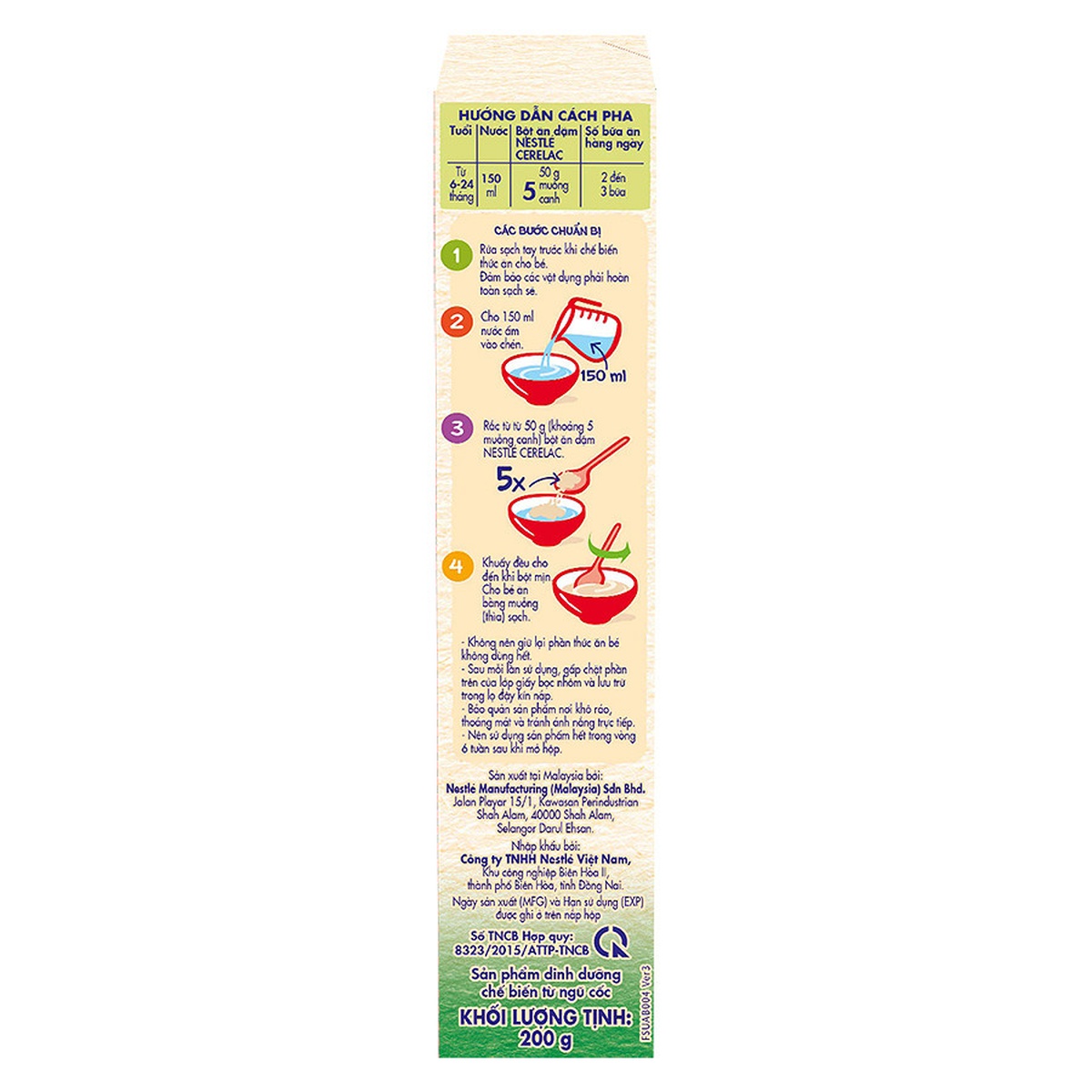 Bột ăn dặm Nestle rau xanh bí đỏ cho bé 6M+ 200g - góc nghiêng