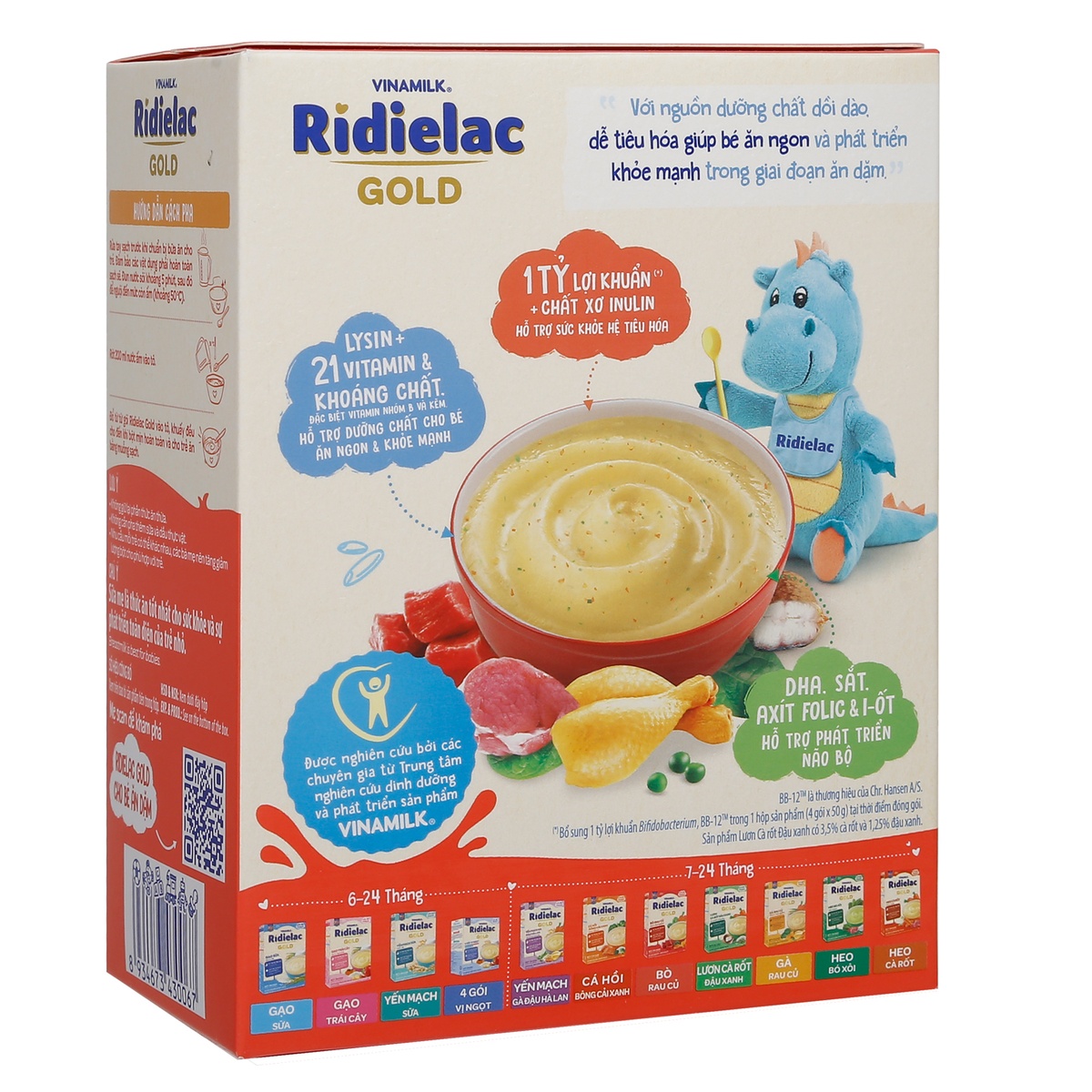 Bột ăn dặm Ridielac Gold 4 gói vị mặn 200g cho bé 7M-24M - mặt sau