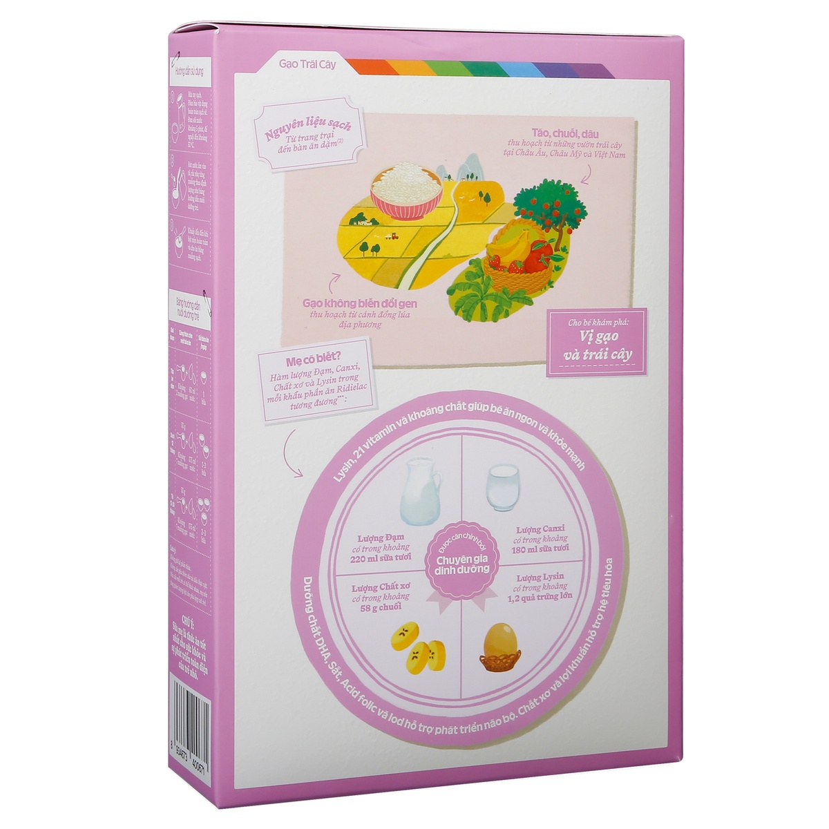 Bột ăn dặm Ridielac Gold gạo trái cây 200g cho bé 6M-24M - mặt phải