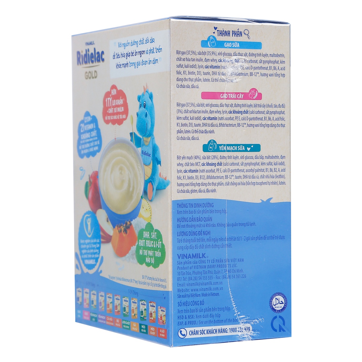 Bột ăn dặm Ridielac Gold 4 gói vị ngọt 200g cho bé 6M-24M - mặt trái