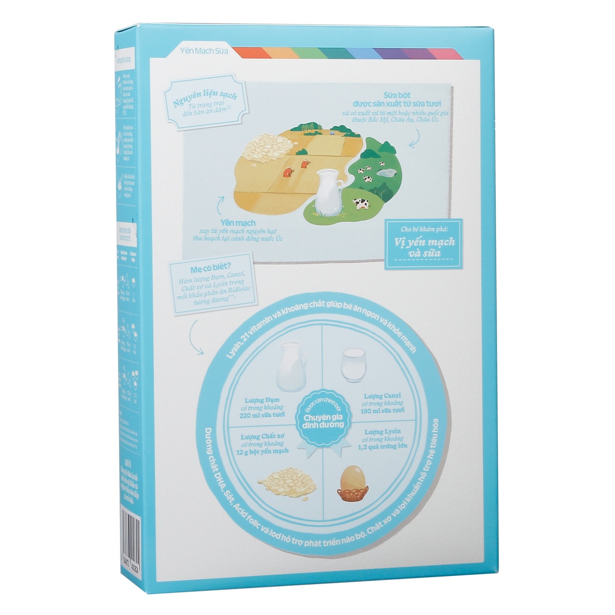 Bột ăn dặm Ridielac yến mạch sữa 200g cho bé 6M-24M - mặt phải