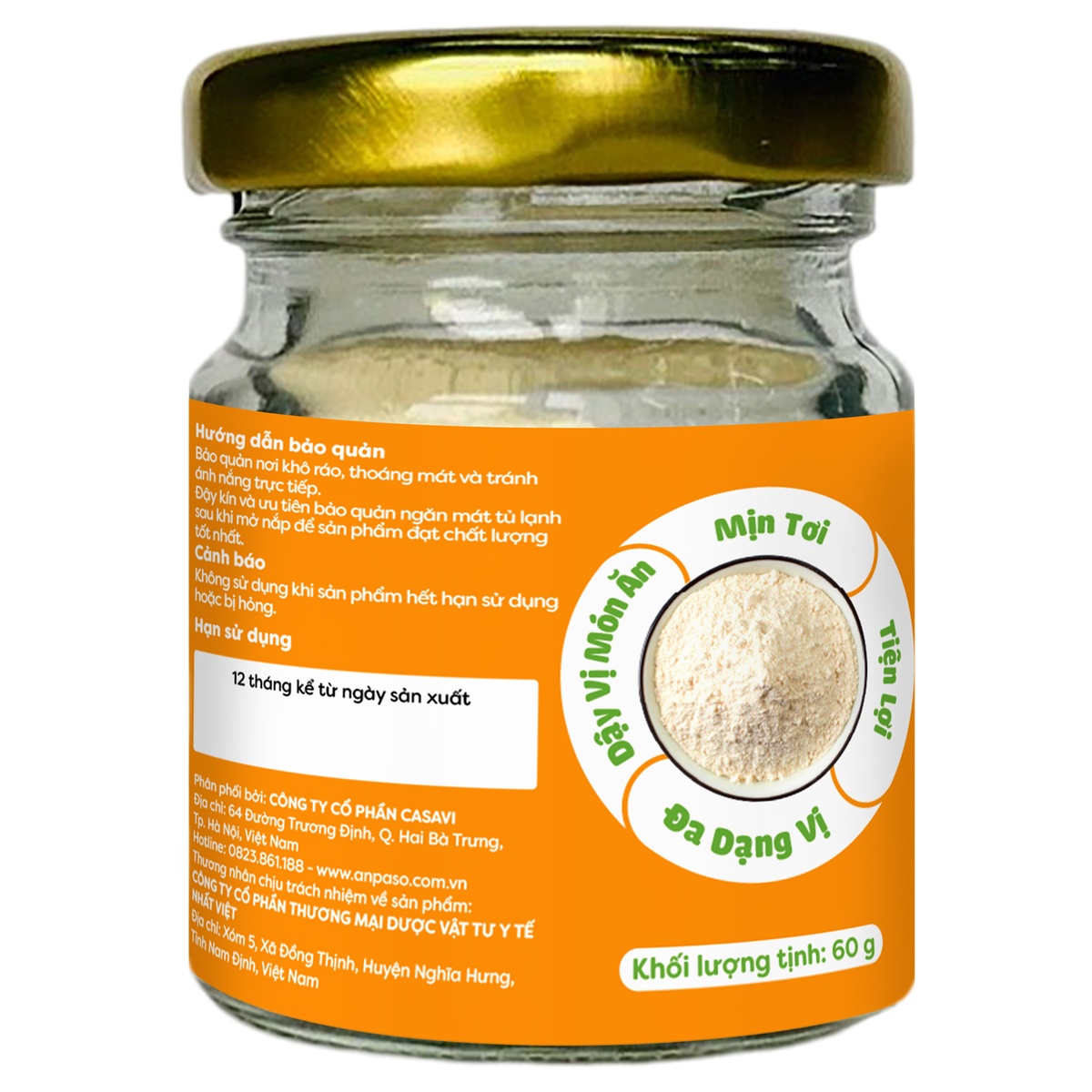 Bột nêm ăn dặm Anpaso vị cà rốt 60g - mặt sau