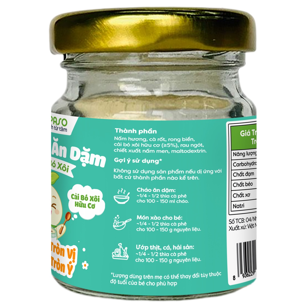 Bột nêm ăn dặm Anpaso vị cải bó xôi 60g - mặt trái