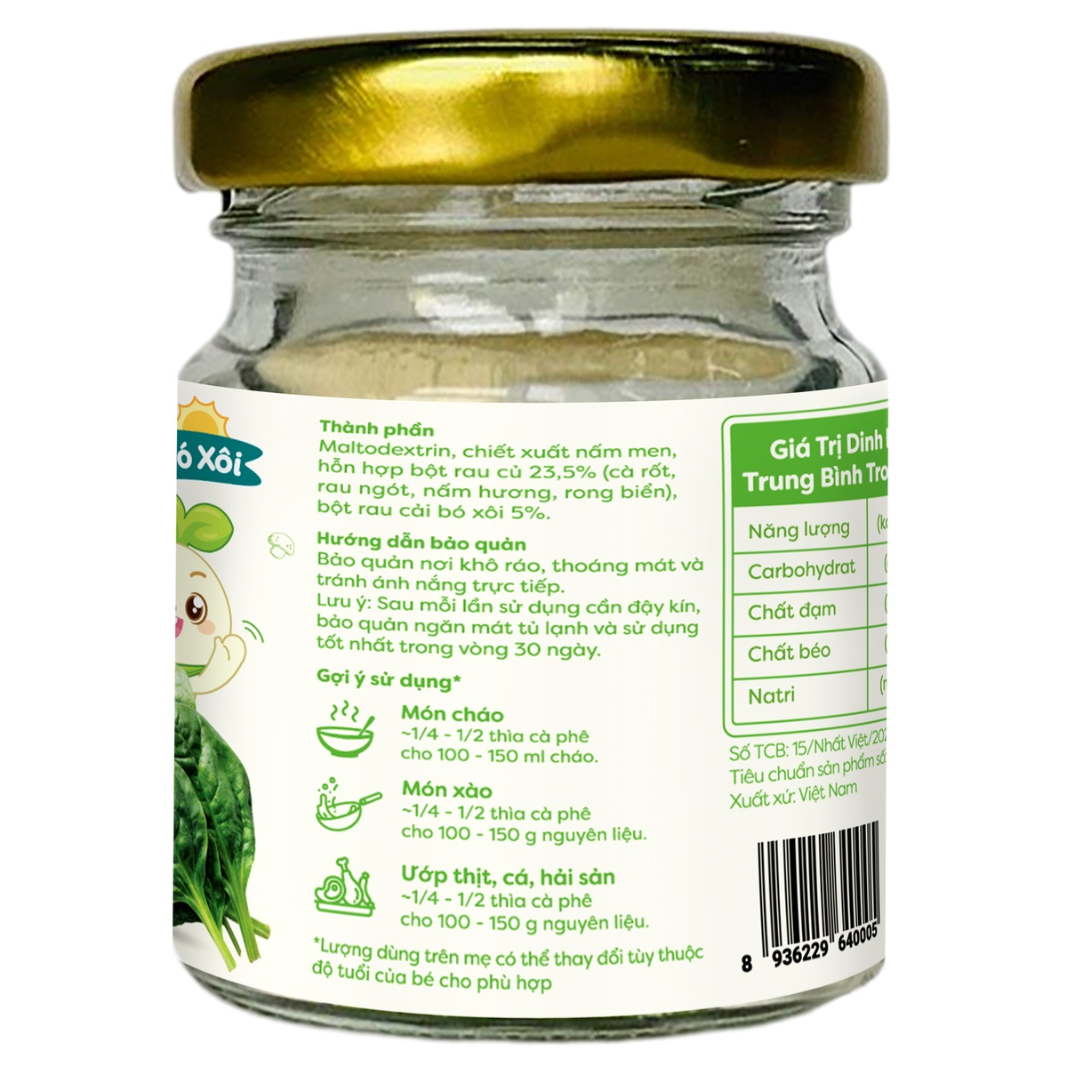 Bột nêm ăn dặm Anpaso vị cải bó xôi 60g - mặt trái