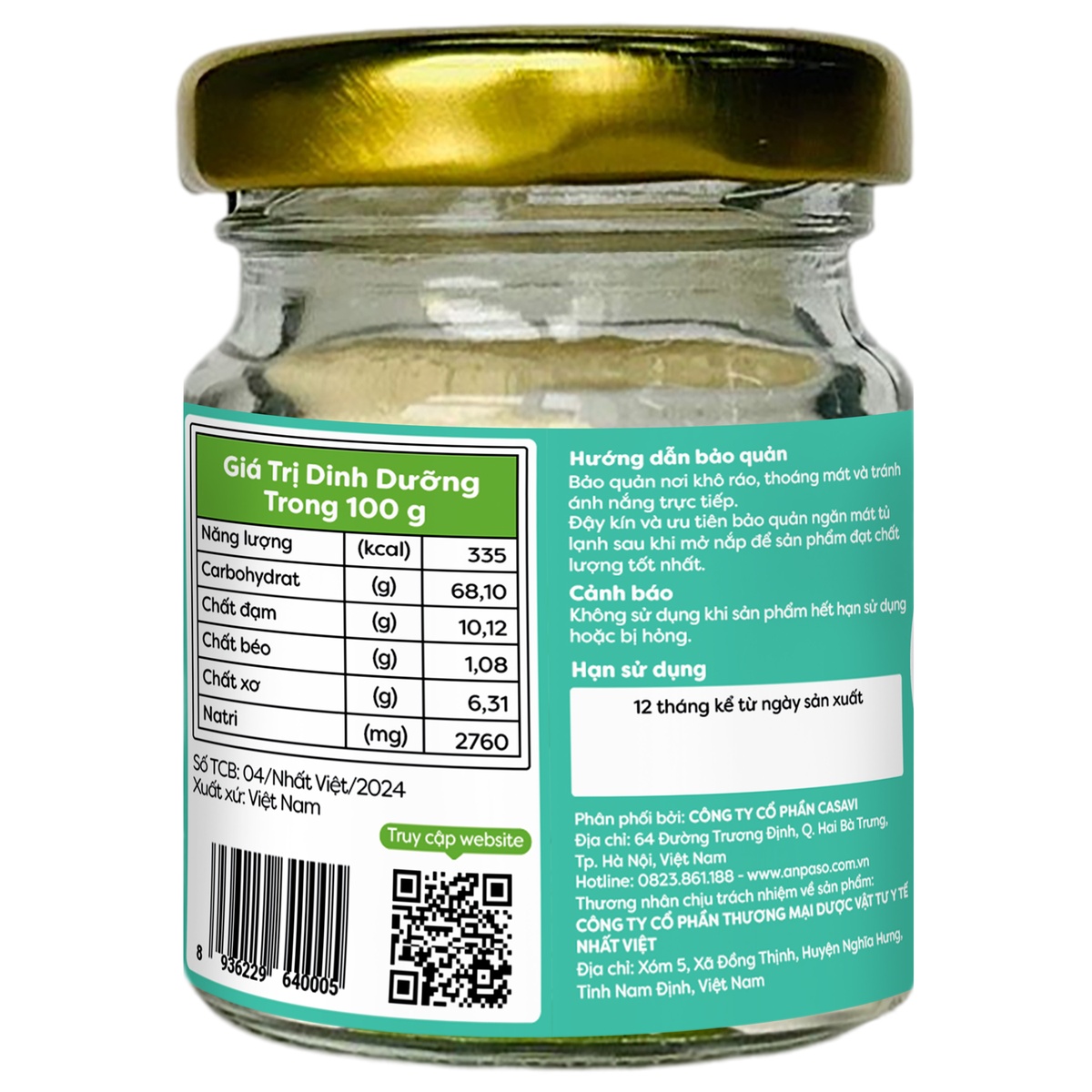 Bột nêm ăn dặm Anpaso vị cải bó xôi 60g - mặt phải