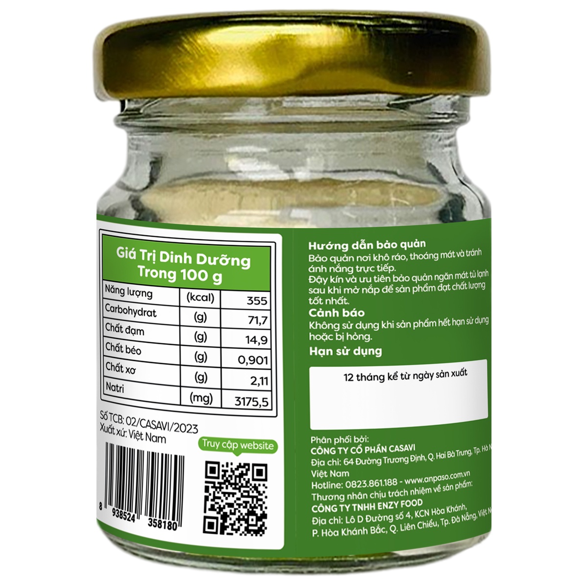 Bột nêm ăn dặm Anpaso vị măng tây 60g - mặt phải