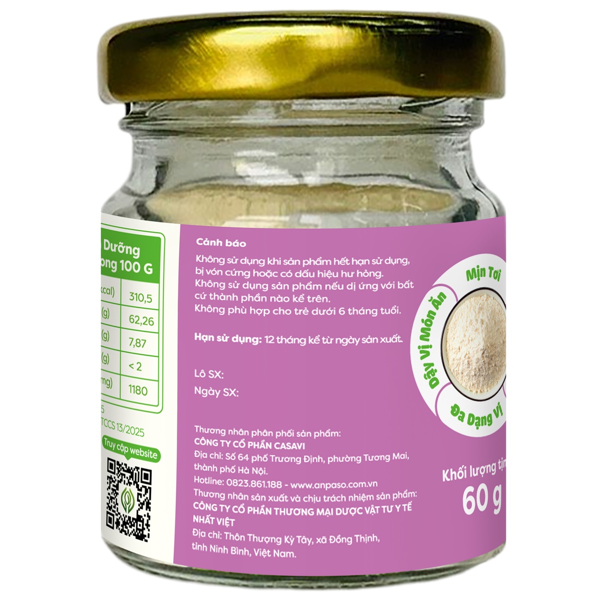 Bột nêm ăn dặm Anpaso vị nấm hương 60g - mặt phải