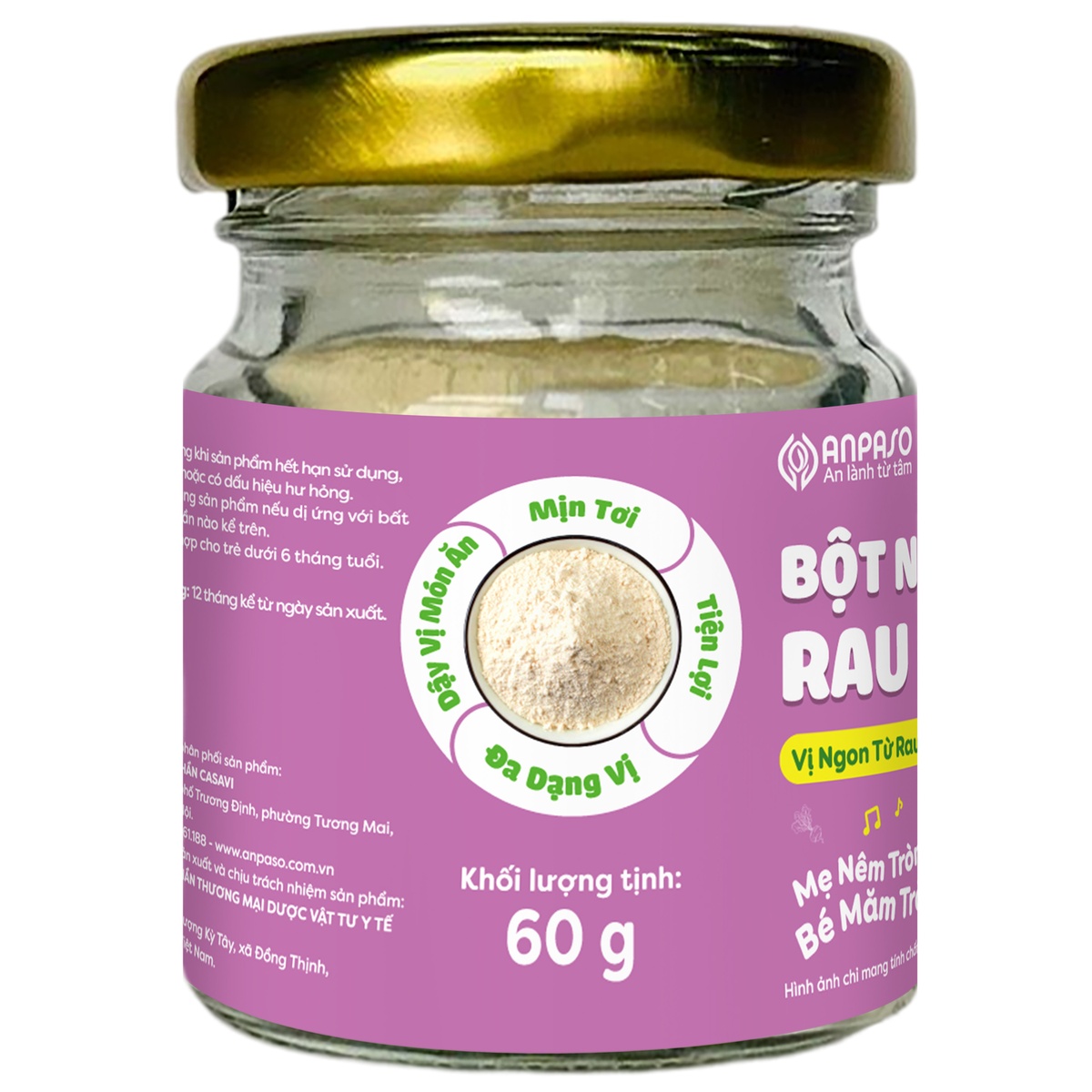 Bột nêm ăn dặm Anpaso vị nấm hương 60g - mặt sau