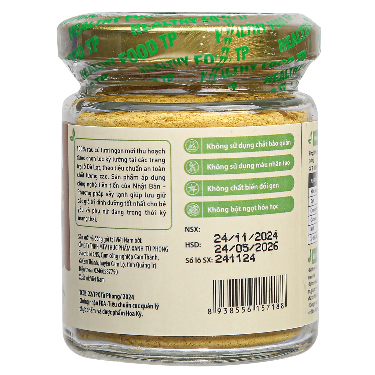 Bột nêm ăn dặm bí ngô và phô mai Ecofood 50g - mặt trái