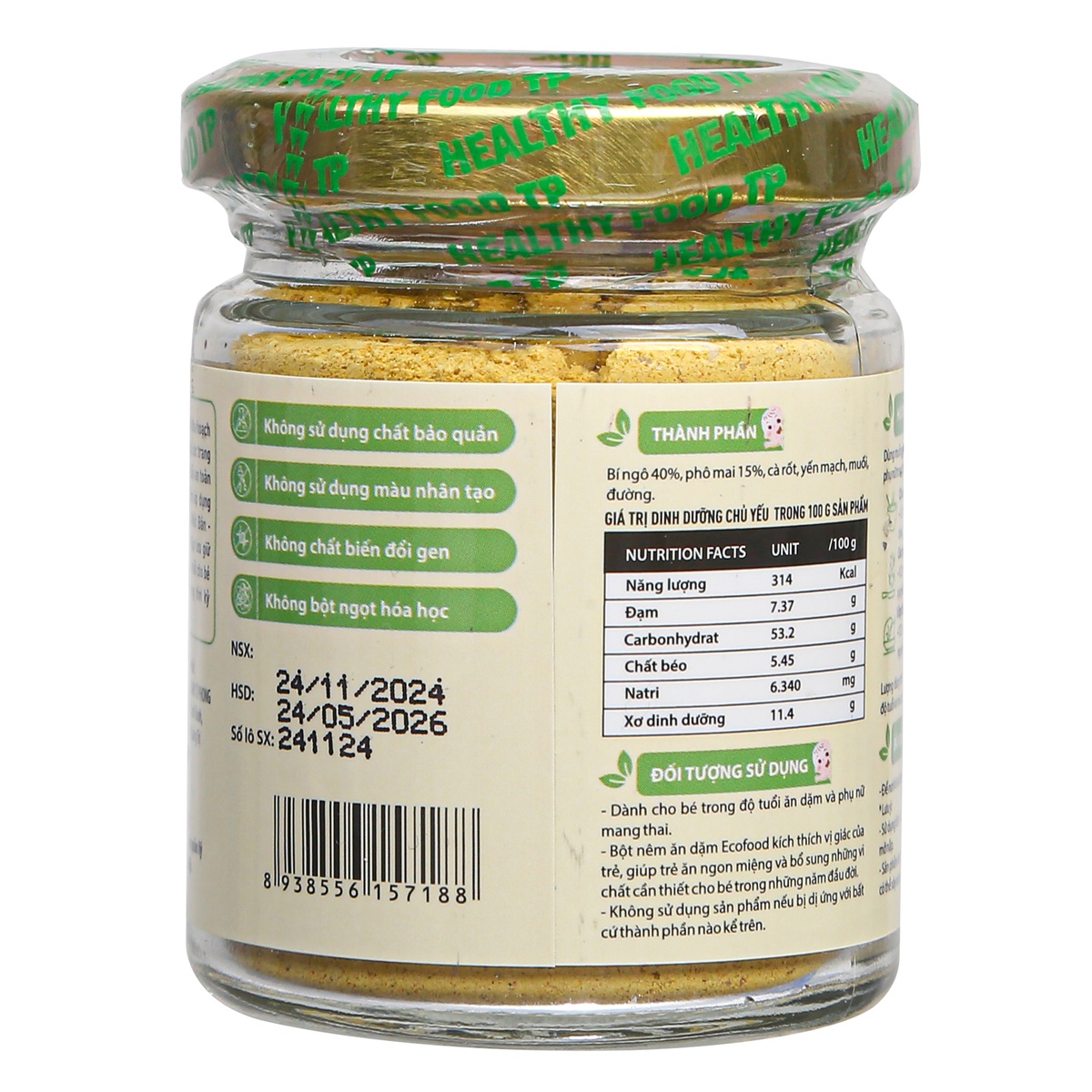 Bột nêm ăn dặm bí ngô và phô mai Ecofood 50g - mặt phải