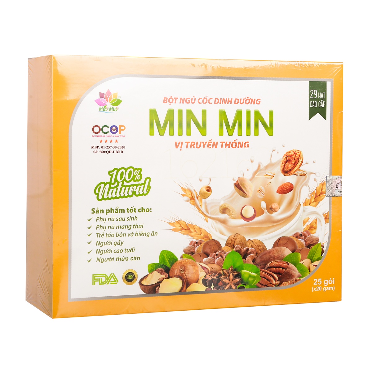 Bột ngũ cốc lợi sữa 29 hạt Min Min 25x20g - mặt trái