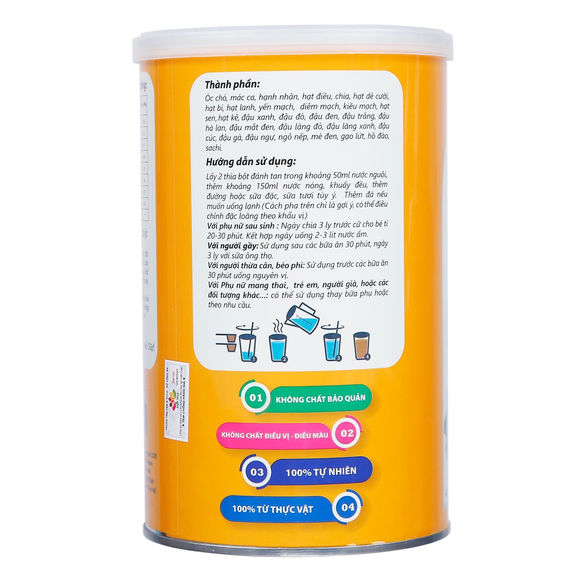 Bột ngũ cốc lợi sữa Min Min 500g cho mẹ bầu và sau - mặt phải