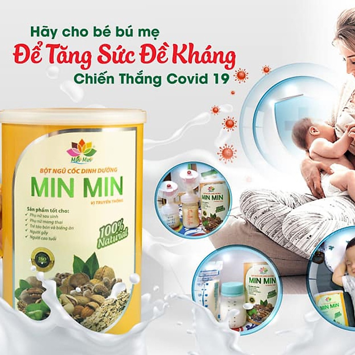 Bột ngũ cốc lợi sữa Min Min 500g cho mẹ bầu và sau - hình 6