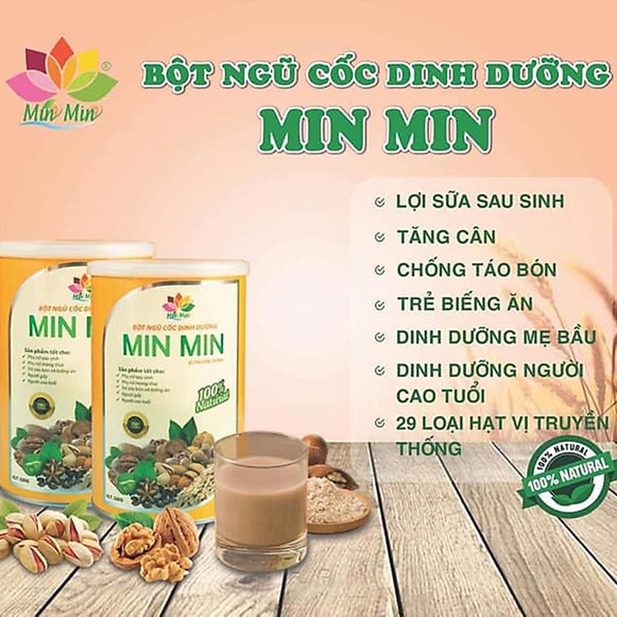 Bột ngũ cốc lợi sữa Min Min 500g cho mẹ bầu và sau - hình 8