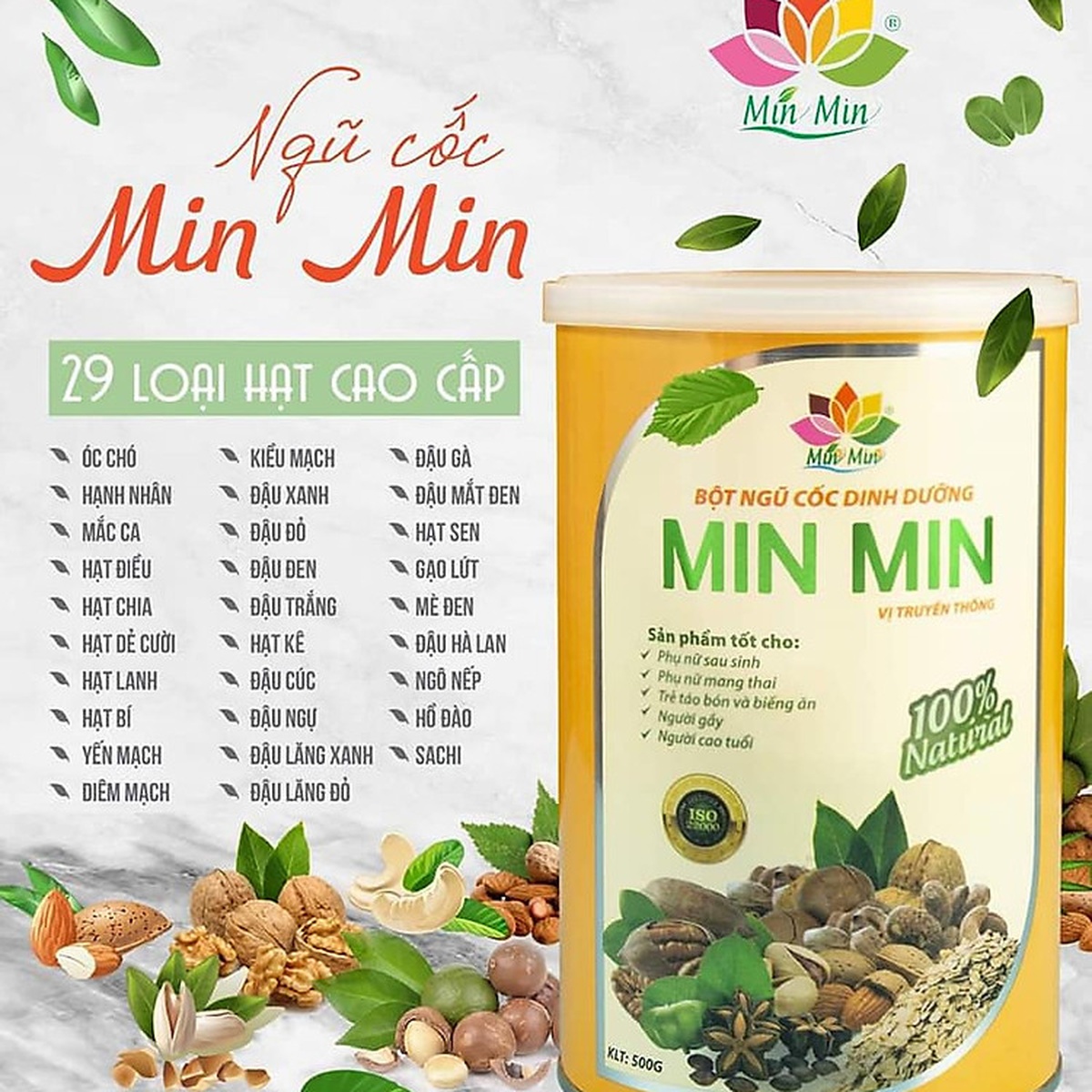Bột ngũ cốc lợi sữa Min Min 500g cho mẹ bầu và sau - hình 9