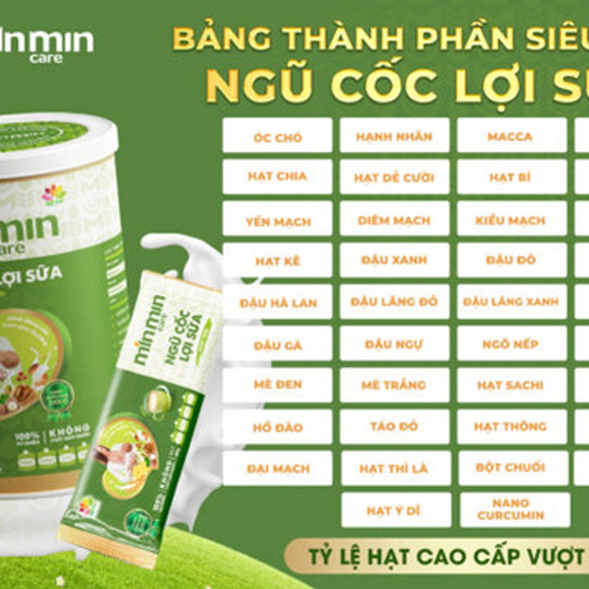 Bột ngũ cốc lợi sữa Min Min 500g - mặt phải