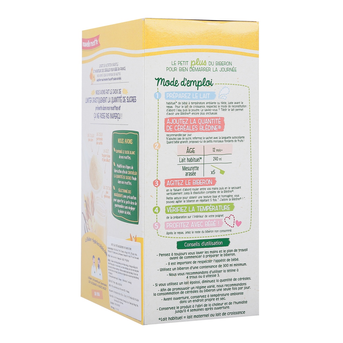 Bột pha sữa Bledina 400g vị Vani Gourmand 12M - mặt phải