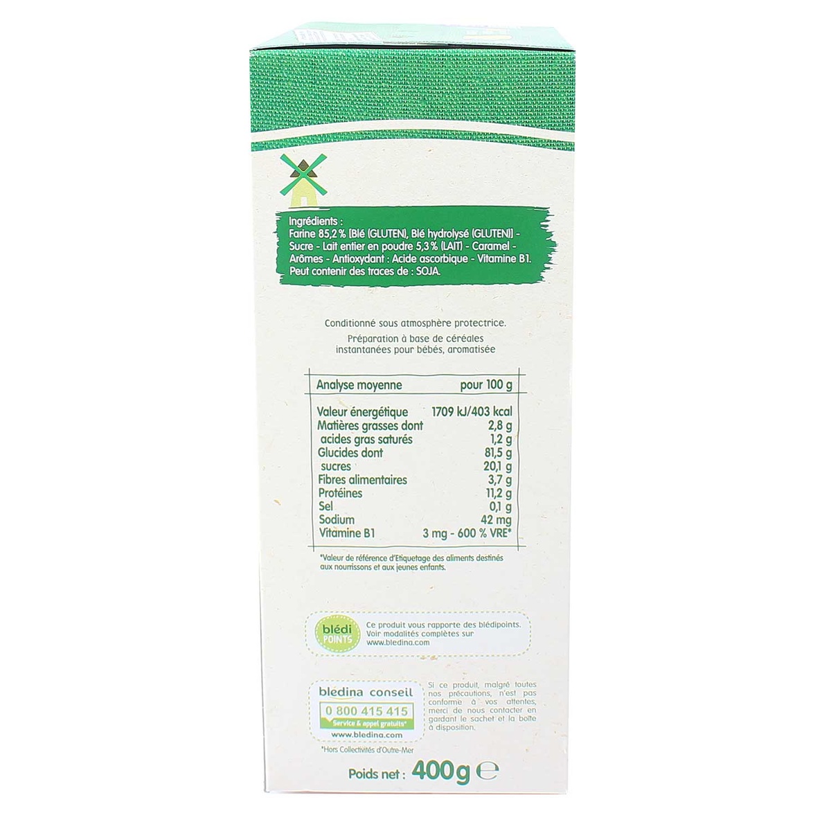 Bột pha sữa Nestle 400g - Mật ong - mặt sau